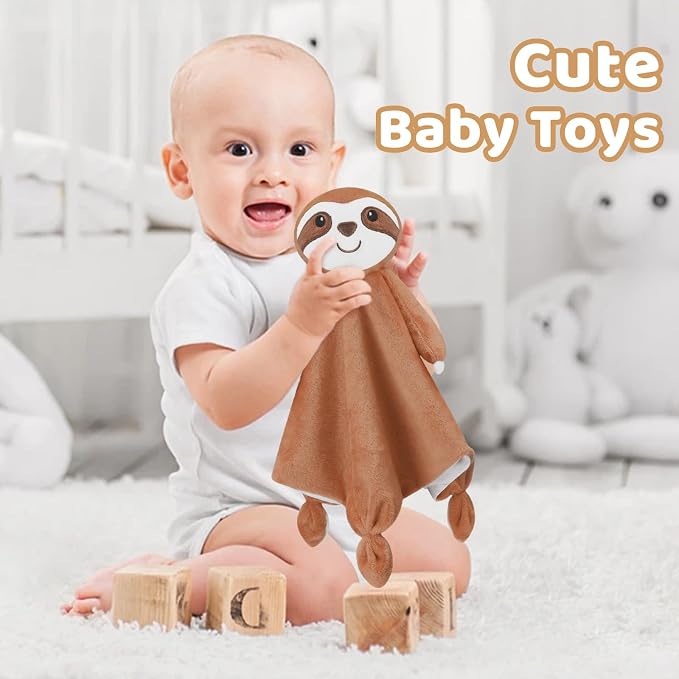Pro Goleem Sloth Security Blanket Soft Lovey for Babies Boys and Girls Newborn Lovie Infant Blankie Sloth Baby Snuggle Toy Stuffed Animal Baby Gifts 14 Inch