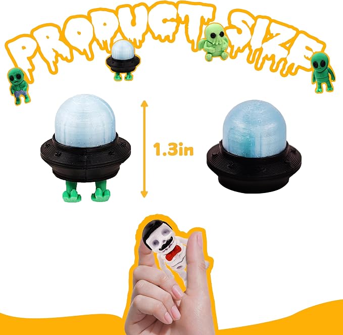 3D Printed Figurines Set, Easter Basket Stuffers, Party Favors, Pocket Fidget Toys, Goodie Bag Stuffers, Decorations, Classroom Rewards, Articulated, Flexible, and Exquisitely, Skeleton, Zombie, Alien