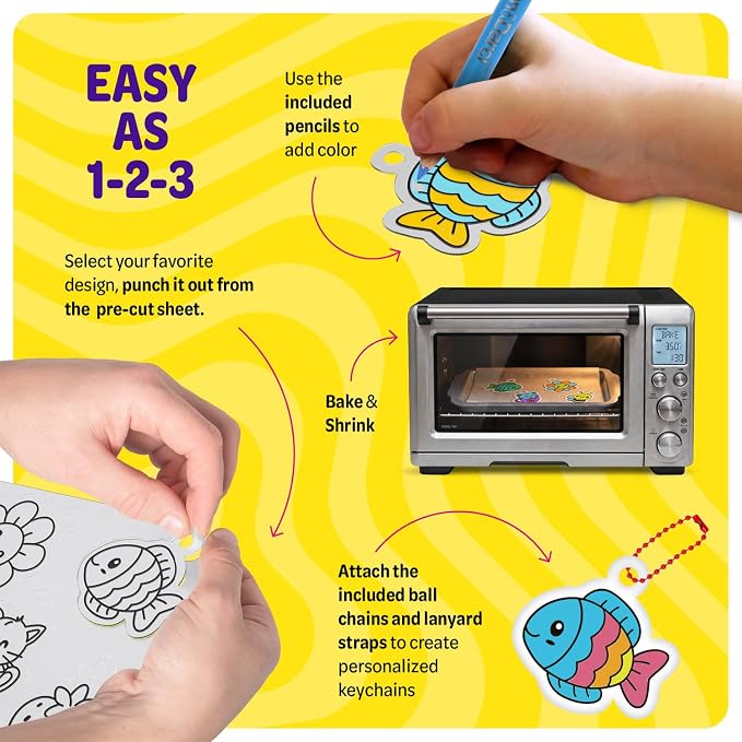 Shrinky Magic Craft Kit for Kids - Shrink Kit for Girls - Arts and Crafts for Kids Ages 4-8, 6-8, 8-12 - Craft Kits - 6 7 8 Year Old Girl Birthday Gifts - Toys for Girls 8-10 - Gift for Boys Ages 6+