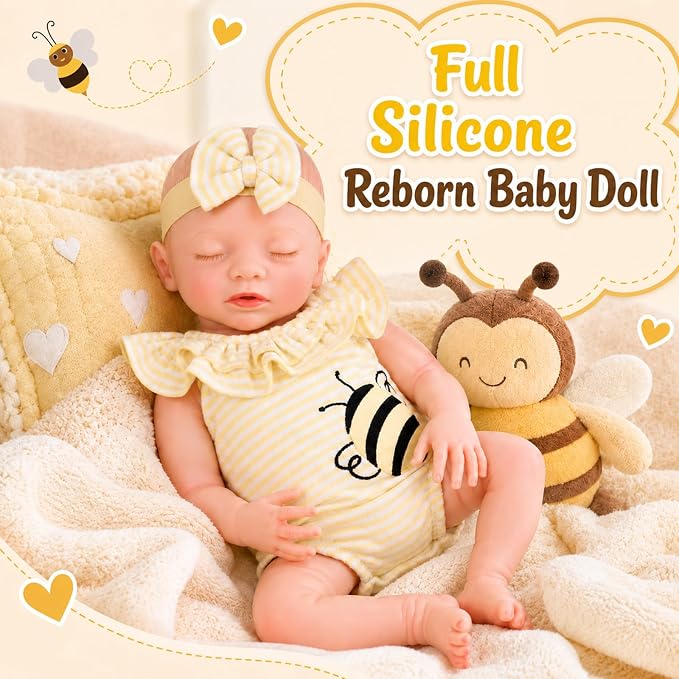BABESIDE 16 Inch Silicone Baby Doll Weighted 4 Pounds,[NOT Vinyl] Realistic Baby Doll Girl Lifelike Reborn Baby Dolls Silicone Full Body Gift with Accessories for Kids 3+ & Collectors