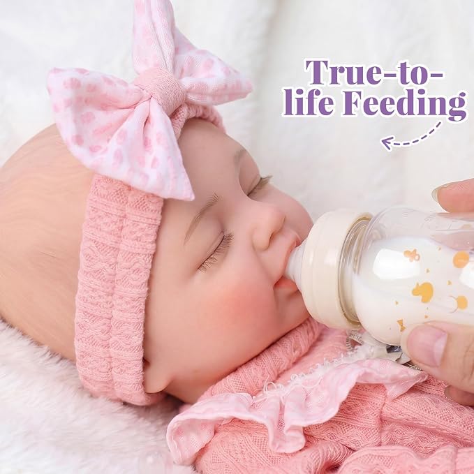 BABESIDE Silicone Baby Doll - 16" (Weight 4.9 Lb) Reborn Baby Dolls Silicone Full Body Anatomically Correct Weighted Bebe Reborn de silicona with Feeding Kit & Gift Box for Kids Age 3+