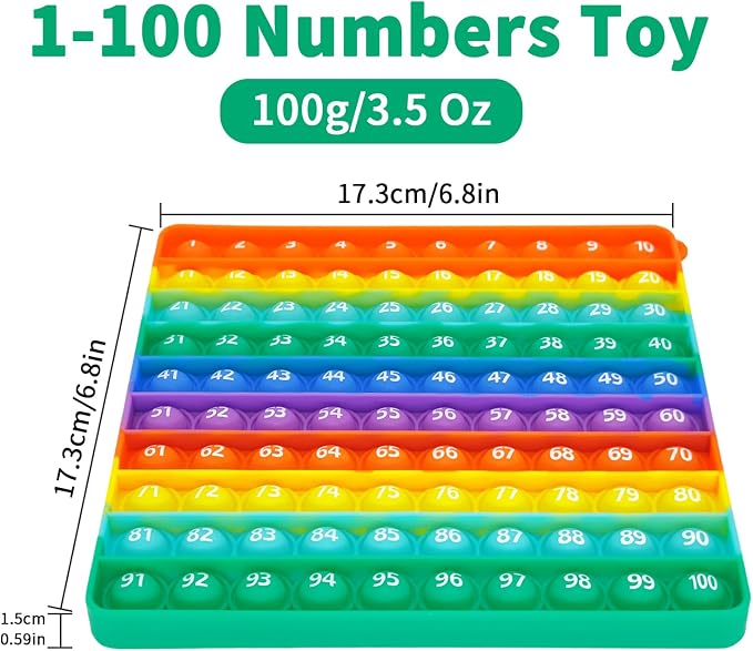 Press Bubble Math Sensory Toy: 1-100 Numbers Counting & Fidget Manipulatives, Stress Relief for Homeschool Kindergarten Classroom, Early Math Education-YGC LAOMI