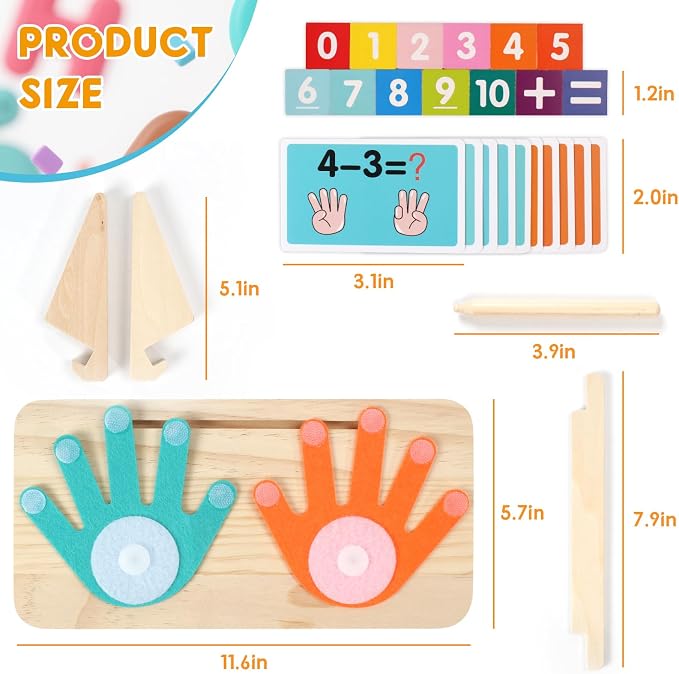 HANR Montessori Math Counting Toys,Preshool Learning Toys for Toddlers 3-6, Educational Math manipulatives for Kids,Number Counting Blocks,Montessori Toys for 3-5 Year Old Boys Girls Birthday Gifts
