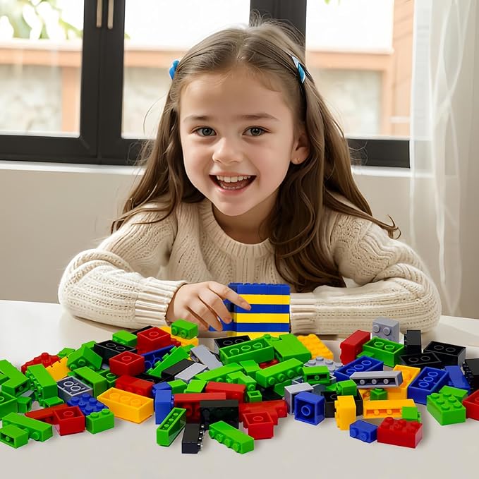 Pairez Toys 1000 Piece Blocks for Building, Bulk 2x4 Basic Bricks Building Set, Compatible with All Major Brands, STEM Building Toys for Kids Ages 4 5 6 7 8 (Classic)