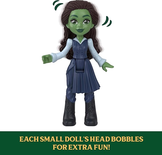Mattel Universal Pictures’ Wicked Emerald City Train Playset with Elphaba Small Doll, 3 Play Spaces & 14 Accessories, Inspired by the Movie