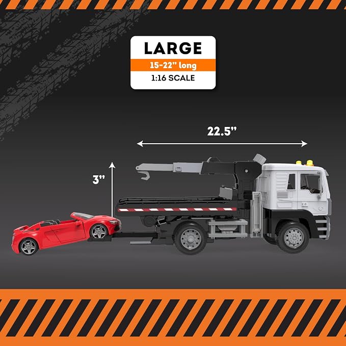 Driven by Battat - Tow Truck, 20-Inch - Toy Tow Truck for Kids - Rescue Vehicle Toy - Lights & Sounds - Movable Parts - 3 Years +