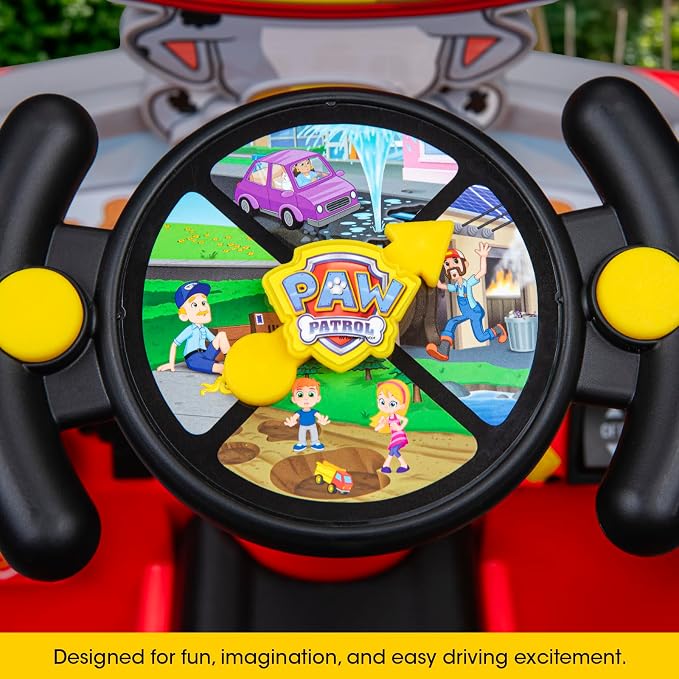 Paw Patrol Marshall - 6V Ride On Car for Kids, Police Truck Ride On with Steering Wheel, Foot Pedal, Storage Compartment, Toddler Ride On Vehicle for Boys and Girls