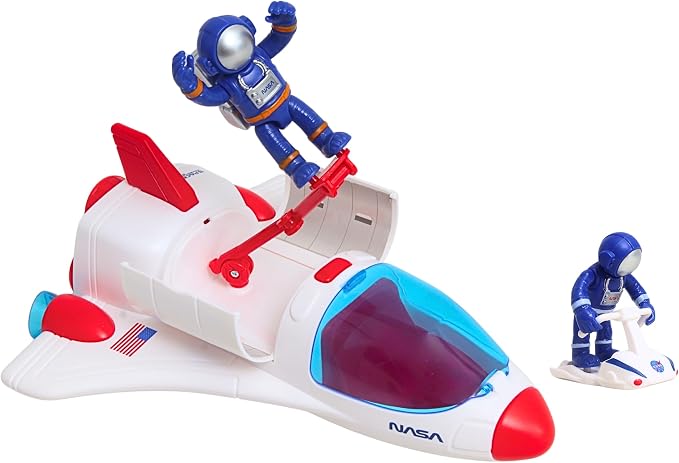 Space Adventure Space Shuttle Playset Light & Sound Shuttle with Hover Scooter & 2 Astronaut Figures, Plastic Space Toy & Collectible for Kids Ages 3+