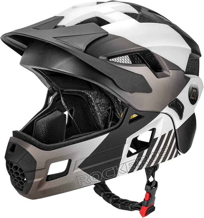 ROCKBROS Kids Full Face Helmet Kids Bike Helmets Lightweight Toddler Mountain Bike Helmet Detachable for MTB BMX Skating Cycling Scooter Safety Bicycle Helmets for Youth Child Boys Girls Ages 3-16