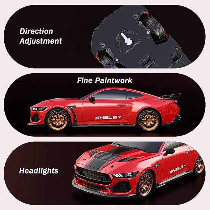 AEROQUEST Ford Remote Control Car,Officially Licensed Ford Shelby Super Snake,1:24 Scale Toy Car for Kids,Electric Sport Racing Hobby RC Cars,Birthday Gift for Boys and Girls（Red）
