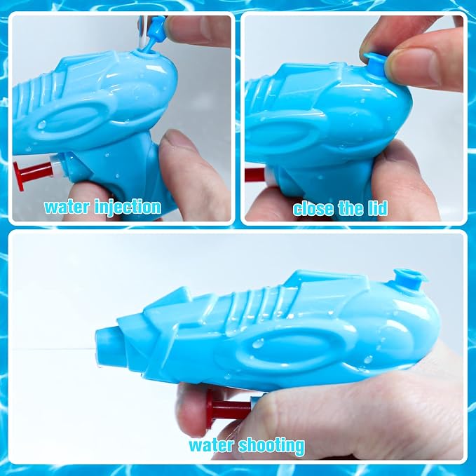 Threan 100 Pack Water Gun for Kids Mini Water Gun Toy Colors Plastic Squirt Pistol Small Fun for Adults Teens Summer Pool Beach Party Favor Outdoor Game Bath Birthday(Cool)