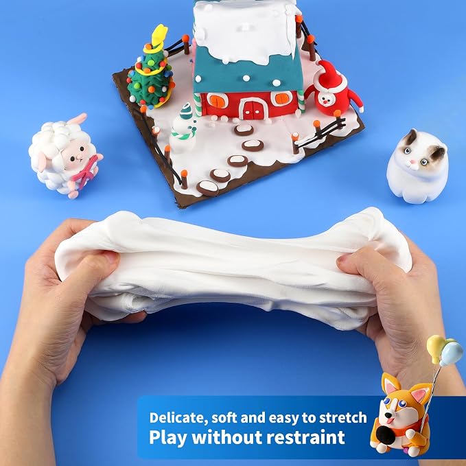 ifergoo White Air Dry Clay, DIY Creative Modeling Clay for Kids, Super Light Magic Foam Clay for Kids Age 3-12, Soft, No-Sticky & Non-Toxic, Molding Clay for School Art & Craft Project(100g/3.5oz)