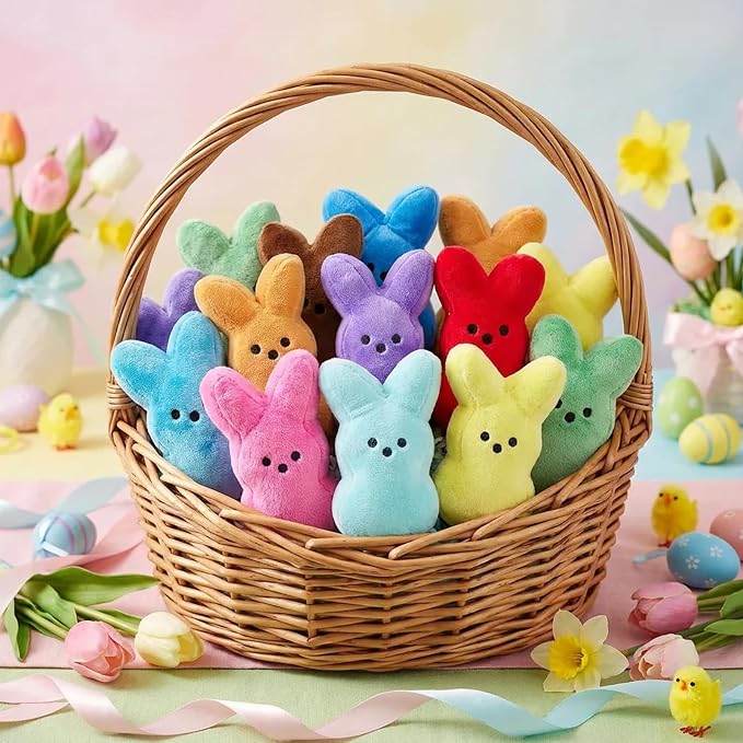 24PCS Easter Stuffed Bunny Plush Toys,Easter Bunny Bulk Stuffed Animals Plushie,Easter Basket Stuffers Egg Fillers