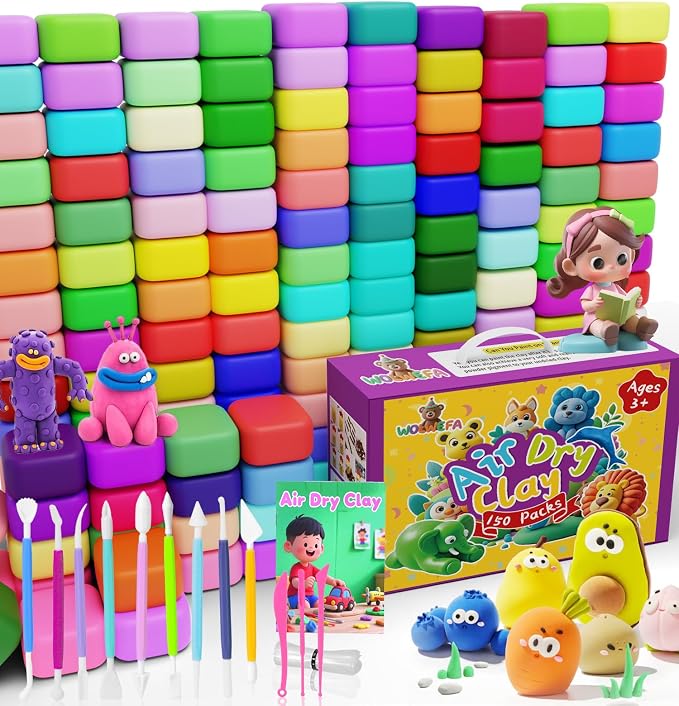 Air Dry Clay for Kids 150 Packs Air Foam Clay, Magic Clay, Non-Sticky Soft and Super Light Molding Clay with Sculpting Tools, Guide, Arts and Crafts Gift for Boys Girls Kids 3 Age+