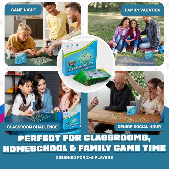 Numbers – Transparent Number Cards & Math Games, Math Classroom Resource & Preschool Learning Activities for Kids Ages 6+, Early Childhood Educational Gift for Boys and Girls, 2-6 Players