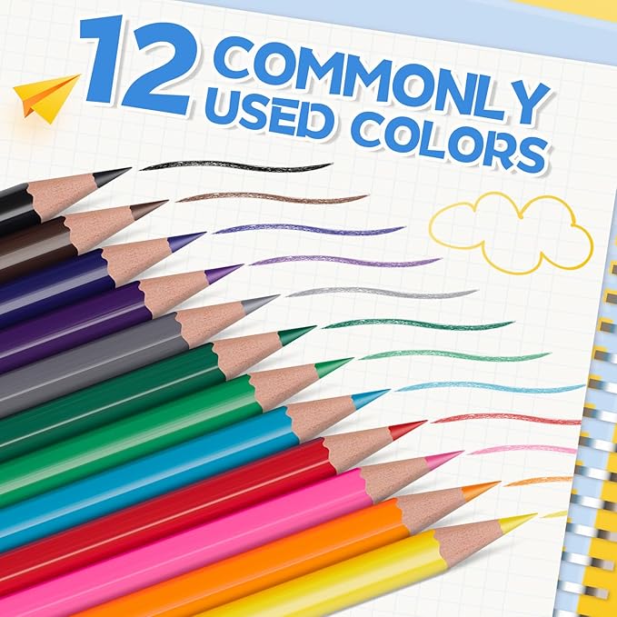 360 Count Colored Pencils Bulk for Classrrom, Color Pencils for Kids in 12 Vibrant Colors, Pre-sharpened Coloring Pencils Set Plus 30 Sharpeners, Bulk Pack Colored Pencils for Back to School Supplies