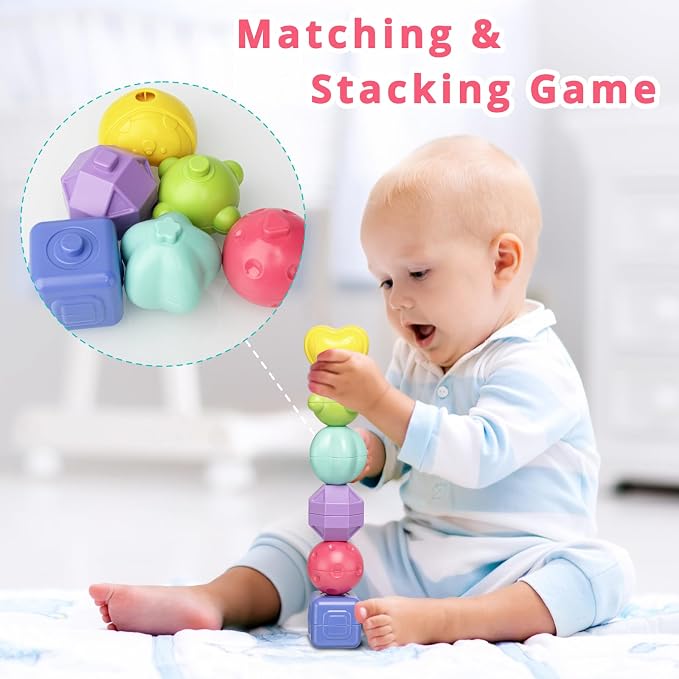 Aprilwolf Montessori Toys for Toddlers, 7-in-1 Activity Cube, Shape Sorter Toy| Baby Developmental Learning Toys| First Birthday Gifts