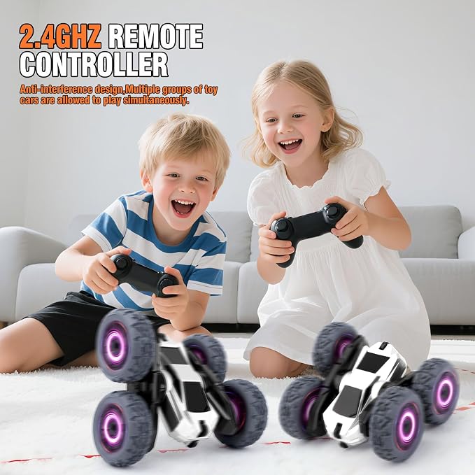 RC Stunt Cars Remote Control Car Double-Sided Driving 360-degree Flips Rotating Car Toy