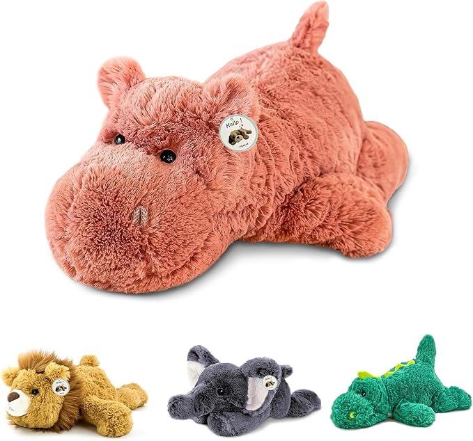 YOUBLEK 16" | 2 Pounds Pink Hippo Weighted Stuffed Animals,Sensory Comfort Plush Throw Pillow Toy,Kawaii Plushies Hugging Toy Gifts for Kids & Adults (Hippopotamus, 16 inch 2 Pounds)