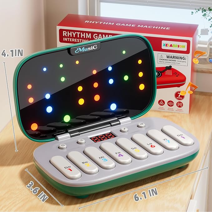 Piano for Kids, Kids Keyboard Piano Toy Music Rhythm Machine, 7 Modes Electronic Piano Toy with Glowing Piano Keys, Travel Toys Birthday Musical Learning Gift for 3 4 5 6 7 Year Old Toddler Girls Boys