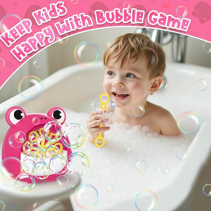 Frog Bubble Machine Toys for Kids 3-8 Years Old: Bubble Blower Maker with 2 Solutions, Outdoor Party Toy, Birthday Gift for 3 4 5 6 7 8 Year Old Girls Boys, Red