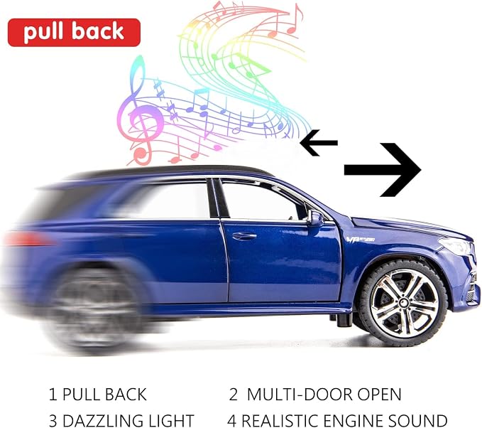 WAKAKAC Diecast Car Model GLE 63S 1/32 Pull Back Zinc Alloy Toy Vehicle Collection Decoration Gift Toy Car(Blue)
