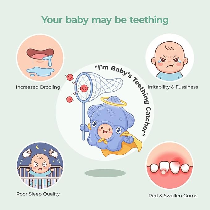 Momcozy Teething Toys, Food Grade Silicone Baby Teether，Teething Mitten for Babies 0–6 Months，Teethers for Babies 6–12 Months，Anti Drop Wrist Teether with Multiple Chew Points，Baby Shower Gifts, Red