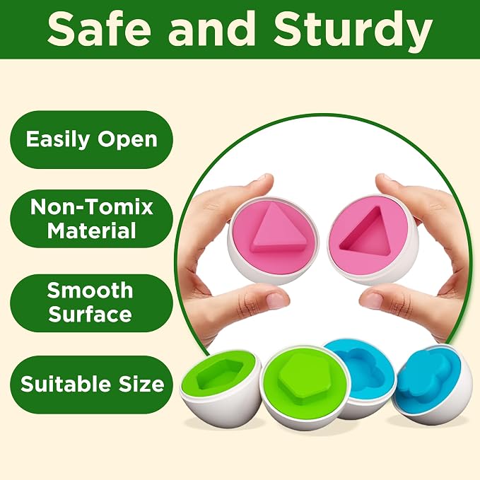 iPlay, iLearn Toddler Dinosaur Matching Egg Toy, Shape Sorter Match Game, Fine Motor Sensory Development Montessori Learning Toy, Birthday Stocking Gift 18 24 Month Infant 2 3 4 Year Old Kids Boy Girl