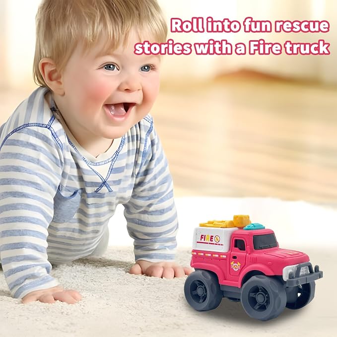 Aigitoy Toddler Car Toys for Boy Girl 1-3 Year Old, Red Fire Truck, BPA Free, Phthalates Free, PVC, Recycled Plastic, Toddlers Toy for Fine Motor Skills, for Boys Girls