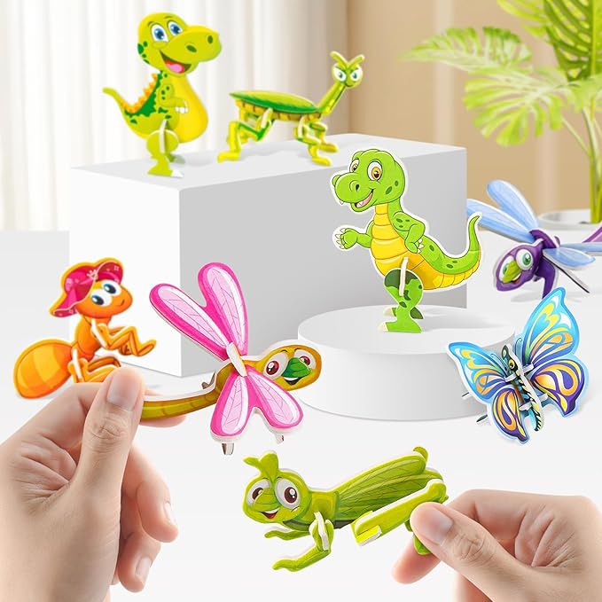 3D Puzzles for Kids,100 Pcs 3D Cartoon Puzzles,Educational 3D Cartoon Puzzle,3D Puzzle for Kids Ages 4-10,Educational Montessori Toys,Kid Birthday Children's Day Gift