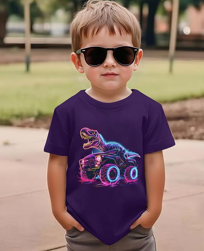 Lovekider Cotton Shirt for 3-6T Boys Truck Dinosaur Toddler Kids T-Shirt Short Sleeve Excavator Construction T-Rex Tee Shirts