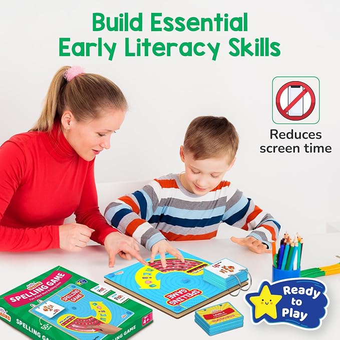 Smartivity Spelling Game for Kids Ages 4, 5, 6, 7, 8 Years Old | Wooden Phonics & CVC Word Learning Toy | Early Vocabulary Building Toy for Preschool Kindergarten | Screen for Boys & Girls