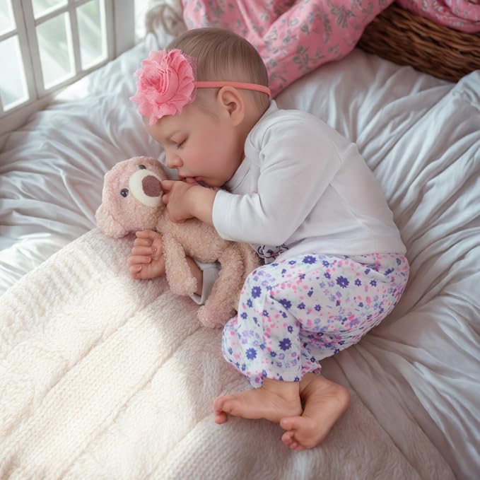 JIZHI Lifelike Reborn Baby Dolls Girl, 17 Inch Real Baby Doll Soft Body Realistic Newborn Vinyl Silicone Baby Doll Full Body Poseable Real Life Baby Dolls with Feeding Kit Gift Box for Kids Age 3+