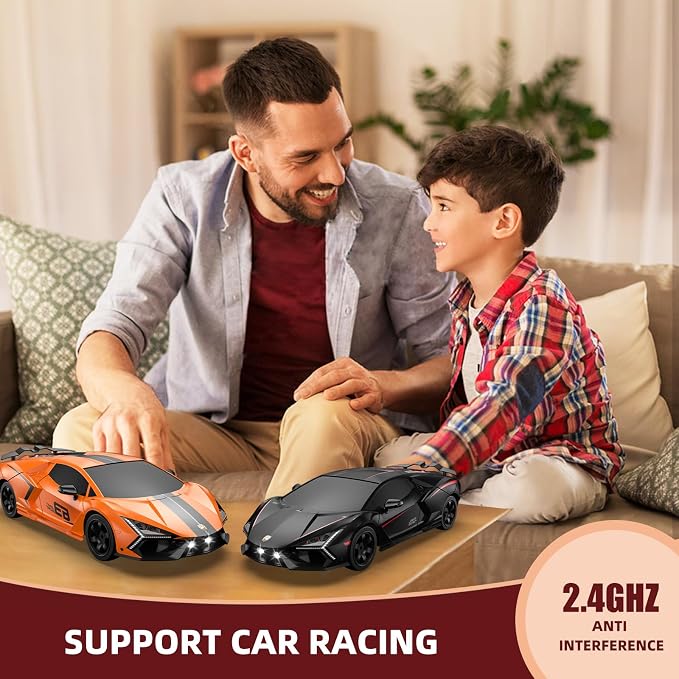 RC Drift Car, Drifting RC Car 2.4GHz 1:16 Remote Control Cars 4WD High Speed Racing Vehicle with LED Lights Two Batteries and Drifting Tires Sport Toy Cars for Adults Boys Girls Kids Orange
