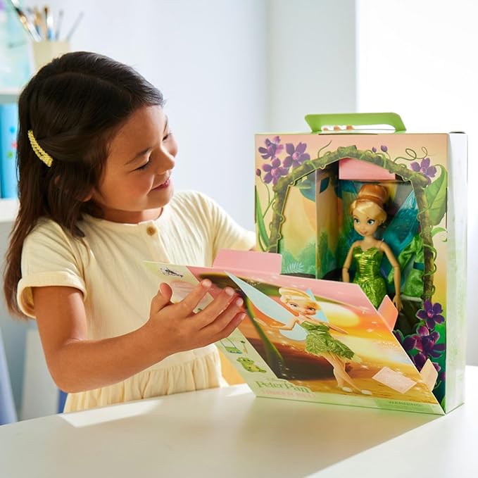 Disney Store Official Tinker Bell Story Doll - 11 Inches - Includes Coloring Book and Additional Dress, Princess Doll in Classic Outfit, Disney Princess Toys