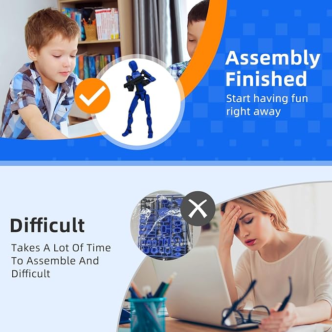 T13 Action Figure Set - (Assembled) 3D Printed Action Figure, Titan 13 Action Figure, Multi-Jointed Movable Dummy 13, Robot Action Figure, Birthday Gifts for Boys, Girls Desktop Decorations