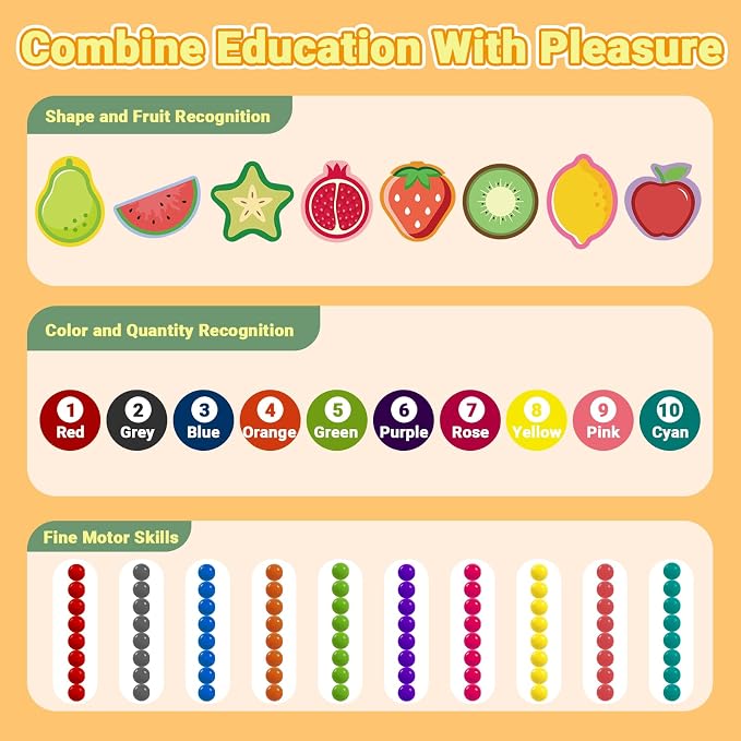 MEGRANATE Montessori Magnetic Color and Number Maze Toys Wooden Shape Sorter Game for Toddler Magnet Balls Puzzle Board Educational Sensory Learning Toy for 3+ Years Old Kids