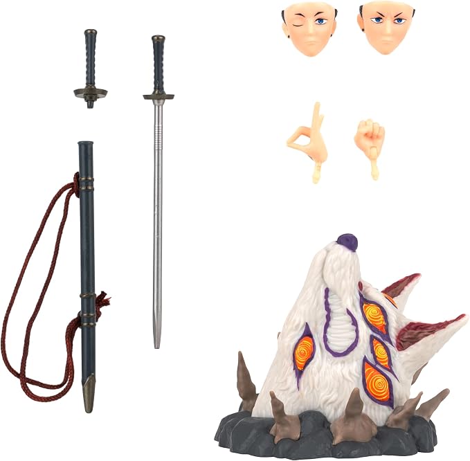 Total Anime AKI Hayakawa - 6.5-Inch Figure with Swappable Faceplates, Alternate Hands, Weapons, and Fox Devil