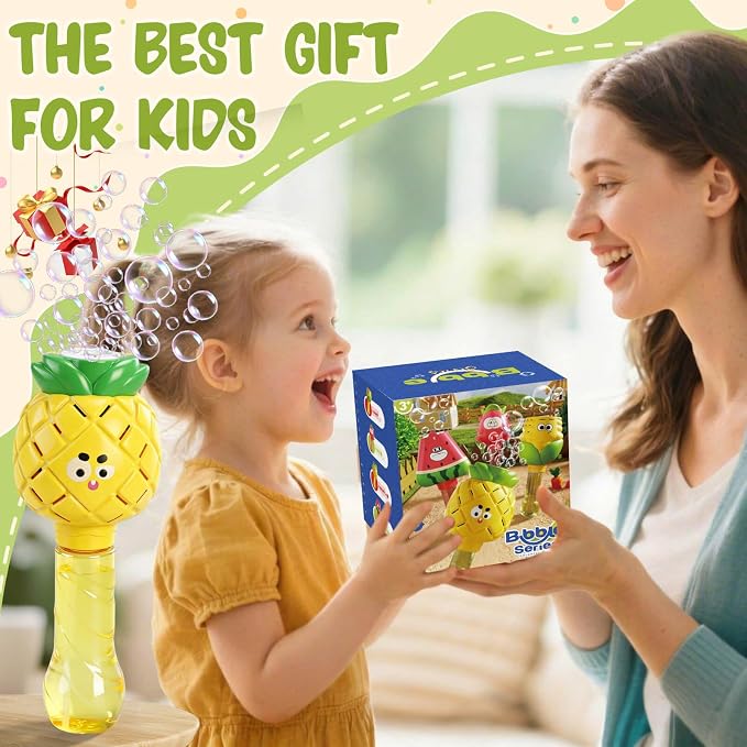 Aooess Bubble Wands for Kids Ages 3-5 Years Old: Automatic Bubble Machine for Kid, Light Up Bubble Wand Toddler Outdoor Toys, Summer Outdoor Party Birthday Gift for 3 4 5 6 7 8 Year Old Girls, Yellow
