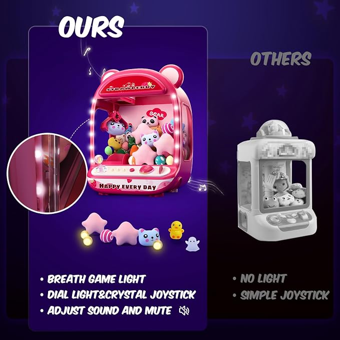 Skirfy Claws Machines for Kids,Unicorns Toys for Girls Age 6+,Mini Vending Machine with Plush Toys,Candy Dispenser Machine,Claws Game Machine,New Year Birthday Gifts for Kids