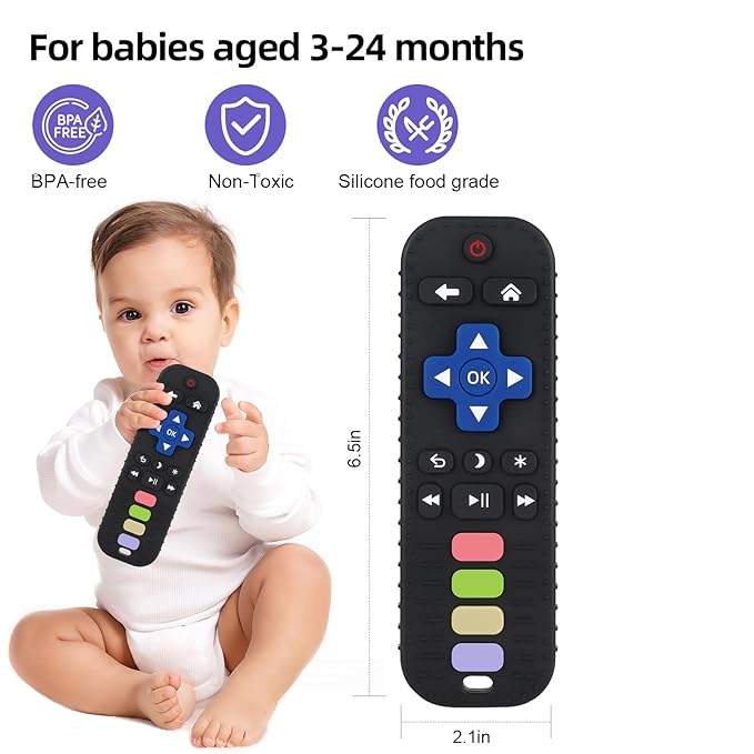 Chuya Baby Teething Toys for Babies 3-6-12-24 Months TV Remote Control Shape Teething Relief Food-Grade Silicone