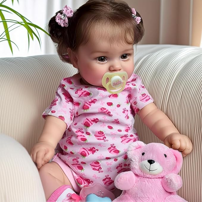 JIZHI Lifelike Reborn Baby Dolls - 20Inch-Real Baby Feeling Realistic-Newborn Baby Doll Adorable Smiling Real Life Baby Dolls with Gift Box for Kids Age 3