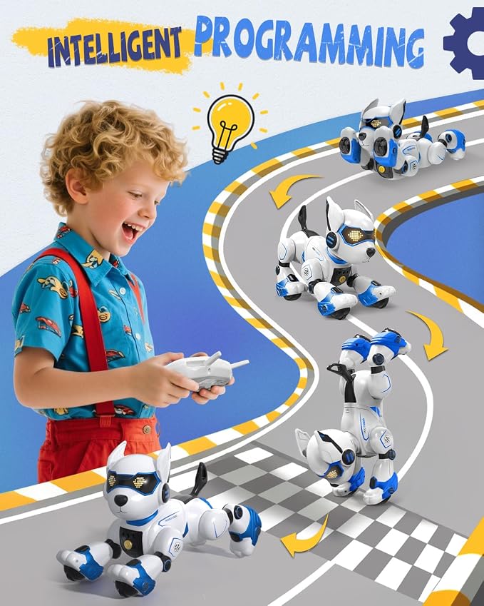 anysun Robot Dog Toy for Kids, Programmable Remote Control Robot Puppy with Voice & Touch Sensors, Dancing/Singing, Animal Sound Imitation, Smart Stunt Robot Pet, Robotic Dog for Kids (Royal Blue)