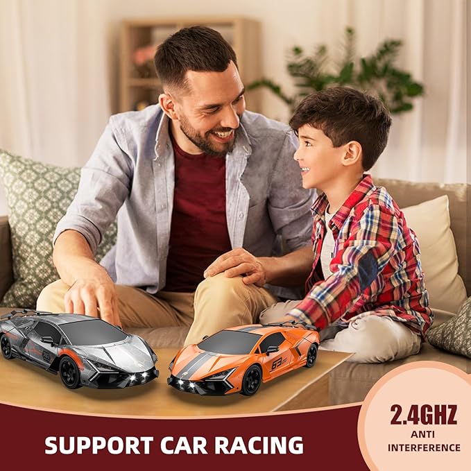 RC Drift Car, Drifting RC Car 2.4GHz 1:16 4WD High Speed Remote Control Cars Vehicle with LED Lights Two Batteries and Drifting Tires Racing Sport Toy Cars for Adults Boys Girls Kids Sliver