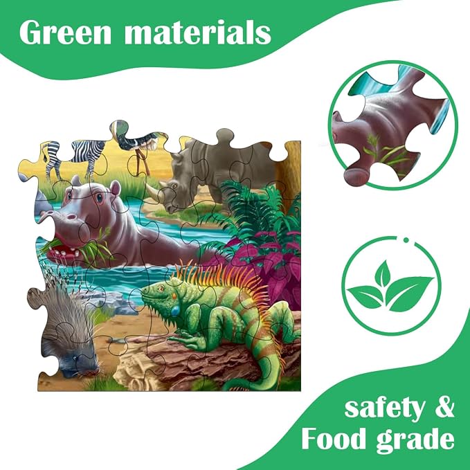 RANSUNN Puzzles for Kids Ages 4-6 - Farm & Wild Animal,2 Packs 60 Piece Puzzle for Kids Ages 3-5 6-8,Toddler Children Learning Educational Jigsaw Puzzles Toys for Boys and Girls.