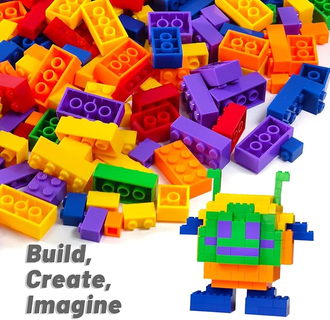 Pairez Toys 1000 Piece Blocks for Building, Bulk 2x4 Basic Bricks Building Set, Compatible with All Major Brands, STEM Building Toys for Kids Ages 4 5 6 7 8 (Rainbow)