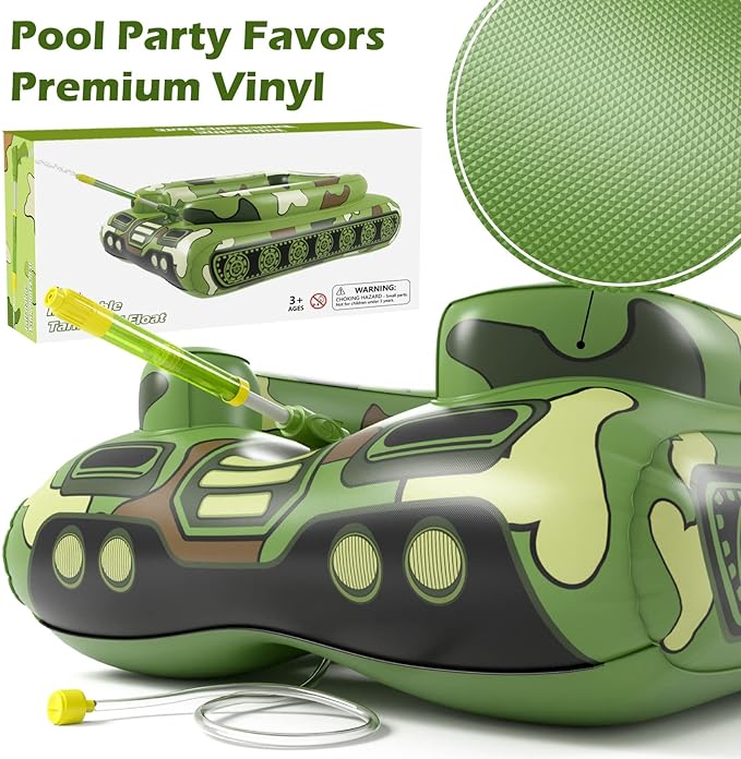 Inflatable Tank Pool Floats Adults - Jasonwell Kids Pool Floaties Swimming Pool Tank with Water Cannon Gun Swim Floaty Rafts Lake Beach Party Pool Toys for Boys Girls Kids Adults Green