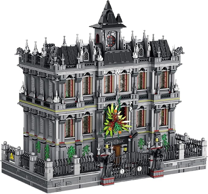 ELAICREE 7537 Piece Three Level Madhouse Modular Building Blocks Bricks Set Insane Asylum Hospital Toy Bricks with an LED Lighting