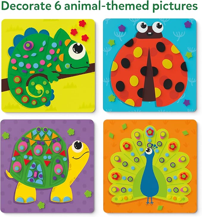 Skillmatics Foam Sticker Art Activity - Animals, Mess-Free Fun for Kids, 800+ 3D Foam Stickers, DIY Felt Craft Kits, Gifts for Boys & Girls Ages 3, 4, 5, 6, 7