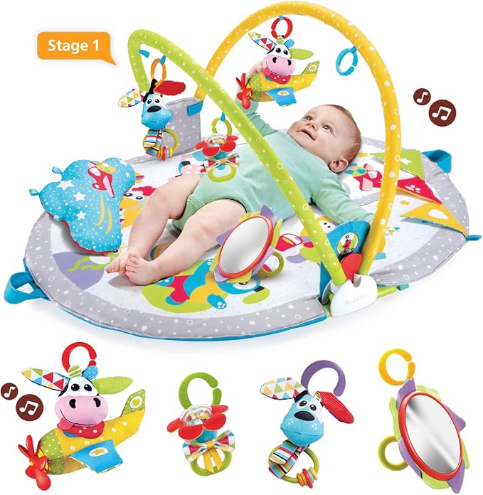 Yookidoo Baby Play Gym & Infant Mat - Lay to Sit-Up 3-in-1 Activity Center